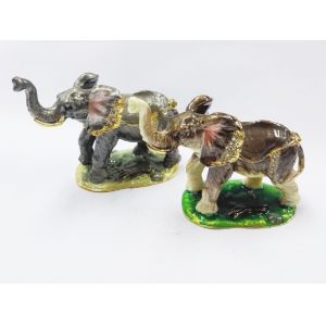 pewter family elephant jewelry box,elephant shape bejeweled box,alloy elephant
