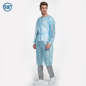 S&J nonwoven disposable waterproof long sleeve pe laminated level 1 isolation