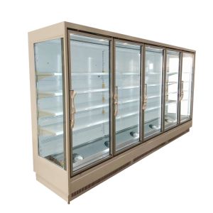 Fan Cooling Supermarket Multideck Display Refrigerator With Glass Door