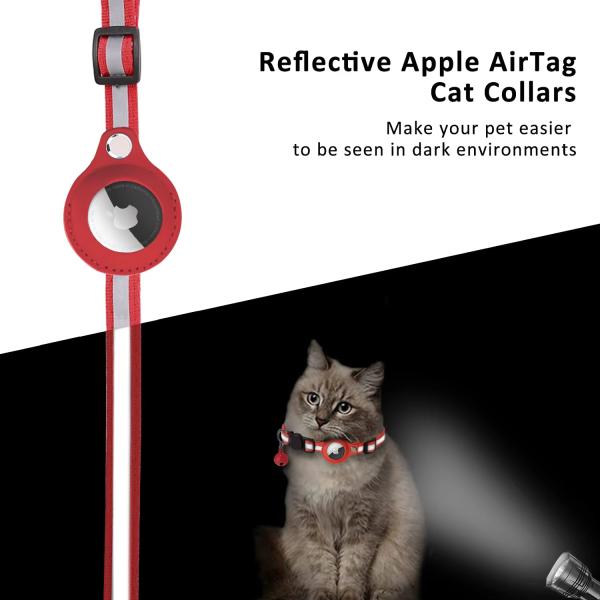 Solid Pattern Pet Collar Anti Loss Airtag Cat Collars Reflective With Plastic PU Polyester Iron Materials