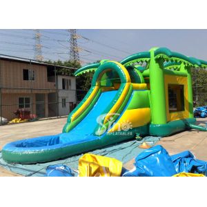 Big Outdoor Jungle Inflatable Boune Slide Combo with Water Pool and Palm Tree