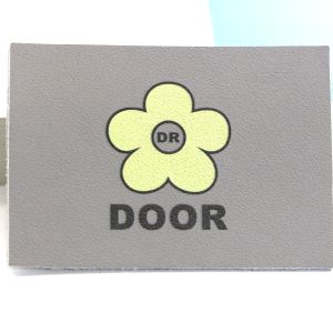 OEM Gray Leather Patch For Jeans Printing Flower Pattern 7cm×5cm
