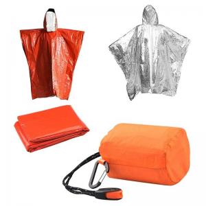 China Aluminum Film Emergency Disposable Rain Ponchos Outdoor Hiking Accessories Rainwear Blankets on sale