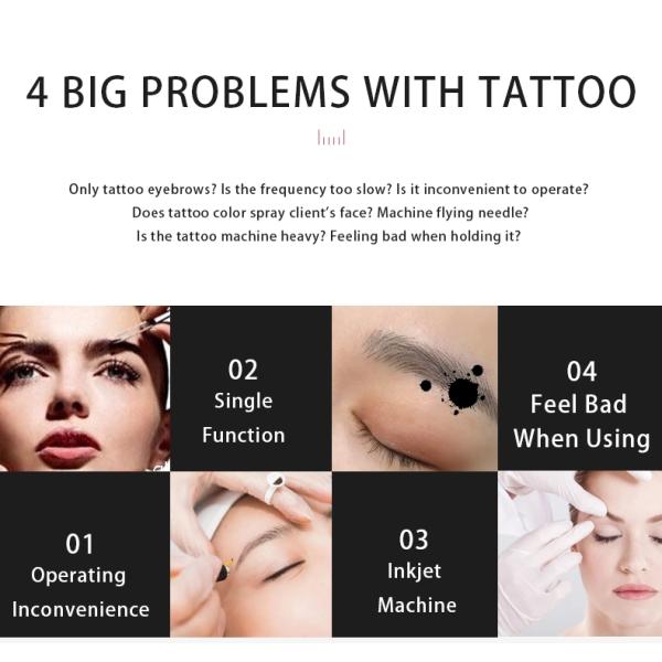 Black Wireless Digital Semi Permanent Makeup Machine Kit Tattoo Gun
