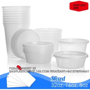 8,16,32oz Plastic Deli Containers With Lids,Freezer Food Storage Containers