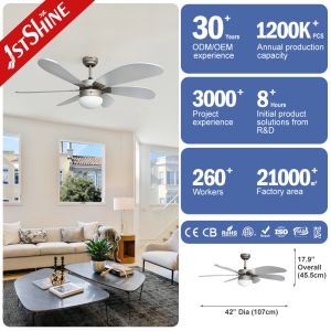 Simple Home 6 MDF Blades Silver Color Ceiling Fan with Remote Control and AC/DC