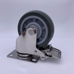 Lockable Brake SS Caster Wheel 4 Inch For Corrosive Environment