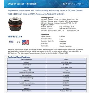 Nontoxic Medical Oxygen Sensor Portable Plastic PSR-11-915-4 For 7900 7100 ADU