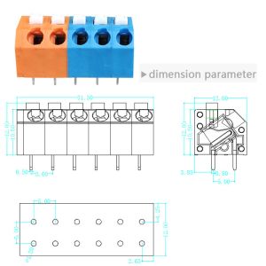 5.0mm Pitch Screwless Spring Clamp PCB Connectors Terminal Blocks Quick Connect