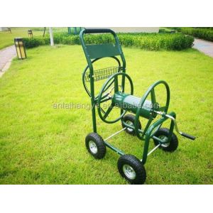 Convenient Iron Garden Irrigation Hose Reel Cart with Two Wheels and Durable