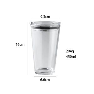 Beverage 450ml Borosilicate Glass Straw Coke Cups