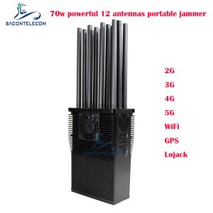 12 Bands Handheld Mobile Phone Signal Jammer with 70 Watts Power and Up To 60m