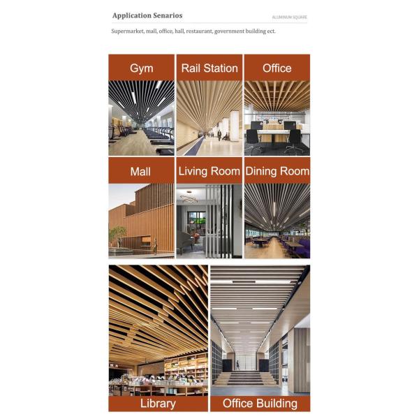 Open Cell Aluminum Screen Grid 50 X 150mm Metal Strip Ceiling Waterproof