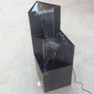 Decorative Garden 3 Level Corten Steel Water Fountain Small Waterfall