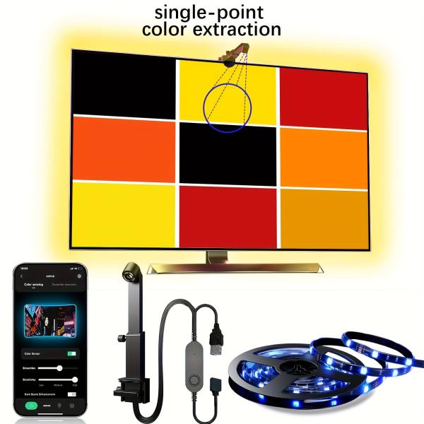 WiFi LED TV Backlight With Sensor For 55-75 Inch TV And PC RGBIC App Control