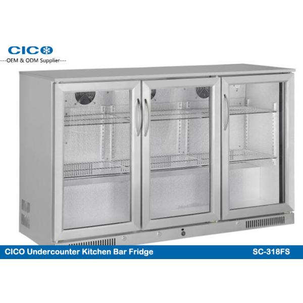 Outdoor Under Counter Drinks Fridge Triple Glass Door Beer Refrigerator Fan