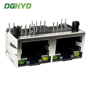 RJ45 horizontal interface 8P8C with light, shielding spring, round needle mesh