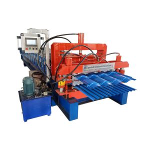 PLC Control Glazed Tile Forming Machine , Trapezoidal Sheet Roll Forming Machine