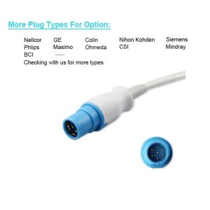 TPU SpO2 Adapter Cable CE Certification And Gray Reusable Sensor spo2 extension