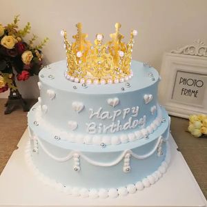 Gold Crown Cake Topper, 6 Pieces Happy Birthday Cake Toppers, Princess Crown
