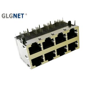 Magnetic RJ45 Connector 2 x 4 RJ45 Multiple Port Connectors Through Hole