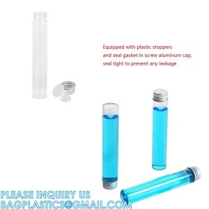 Plastic Glass Test Tubes with Cork Stoppers, Liquid Sample Vial, Leak-Proof,