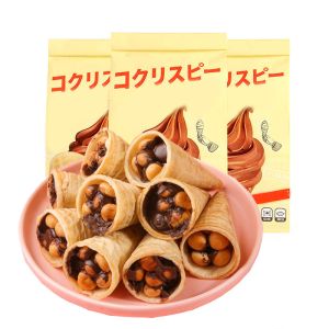 Crispy Burst Pulp Black Chocolate Compound Cream Filling Ice Cream Cone Wafer