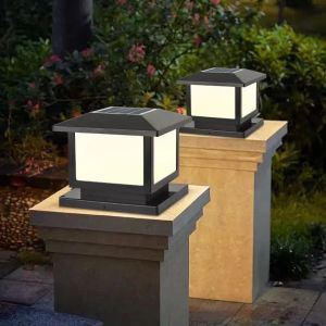 Intelligent Solar Pillar Light 138LM 800LM Solar Gate Pillar Lights Square