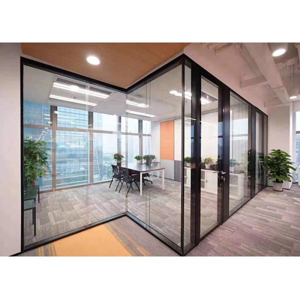 Modern Indoor Glazed Office Partition Wall Demountable Wall Double Glass With