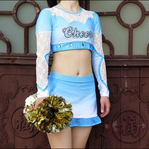 Cheap Cool Custom Crystal Soft Cheerleader Costume Uniforms With Mesh And Lace Fabric for sale