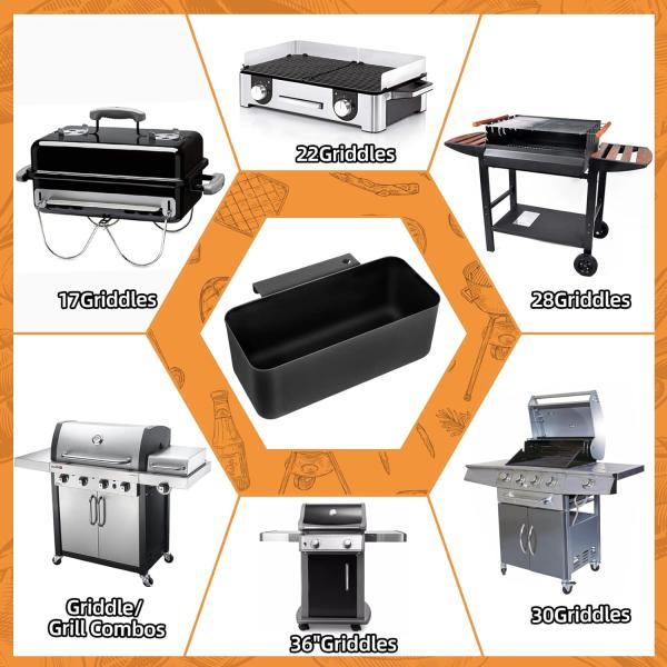 Grill Grease Collection Pan for Flat Top Grill Neatening/Storage Accessory Bundle