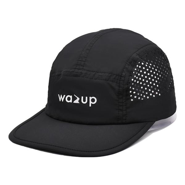 Quality 5 Panel Camper Hat with Sports Mesh Sweatband and Flat Brim Shape Laser Cutting Panel wholesale