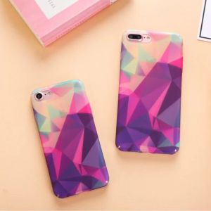 Hard PC Decal All-inclusive Color Flash Lozenge Pattern Cell Phone Case Cover