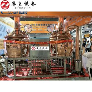 Semi - Automatic Beer Brewing Equipment Red Copper Brewhouse System In Bar