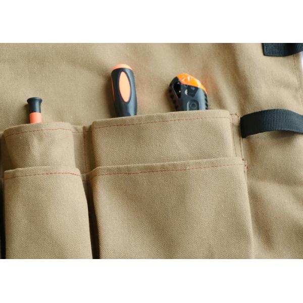 Quality Brown Canvas Garden Tool Apron Adjustable Strap With 10 Pockets Custom size wholesale