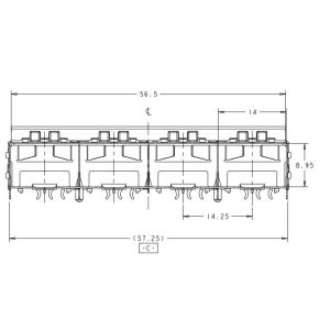 1761008-3 SFP Cage Connector Ganged 1 X 4 Port Dual Square With Lightpipe