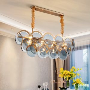 China Modern chandeliers for living room home decor rectang smoke gray glass Blue Chandelier(WH-MI-312) on sale