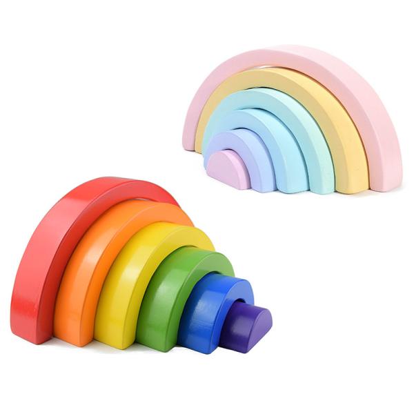 Quality 4.5cm Wooden Blocks Toys Arched Stacking Rainbow Blocks wholesale