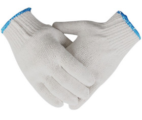 Industrial Cotton Knitted Gloves White PPE Polyester String 24cm Length