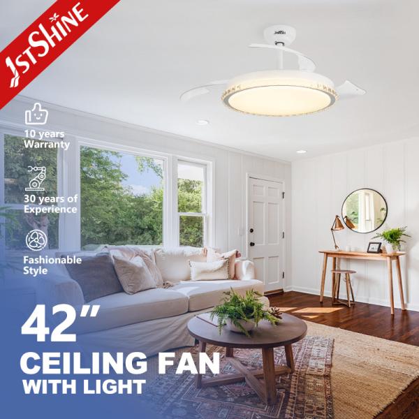 110-240V/50Hz-60Hz LED Ceiling Fan with Retractable Blades 10- and Space-Saving