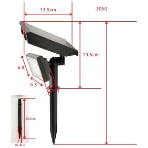 12LED Solar Powered LED Light ABS 1500mah 18650 Lithium Battery 21.5x13.5x8.5cm