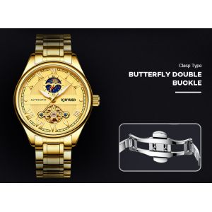 Hollow Back Automatic Mechanical Watch Gold Tourbillon Skeleton Watch