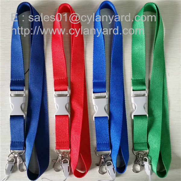 Colored polyester neck ribbon with colored plastic buckle, coloured neck