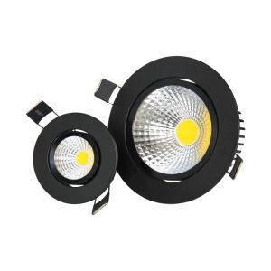15w 3w LED Ceiling Spotlights Black COB Recessed Ceiling Light