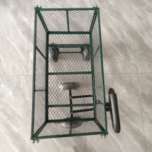 Foldable Detachable Garden Mesh Cart , Metal Spokes, Four Rubber Inflatable