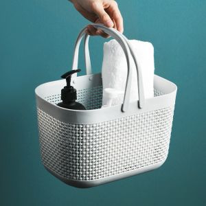 White 12.5 Inch Plastic Picnic Basket With Handle For Neatening