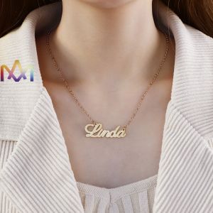 SS304L Sparkling Name Necklace With Elegant Nameplate Pendant