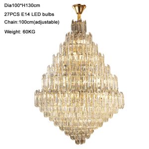 Luxury Led Crystal Chandelier For Living Room Modern Home Decor Lobby Large