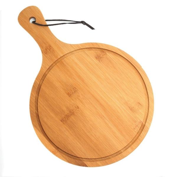 Quality round wooden pizza peel with groove and handle wholesale