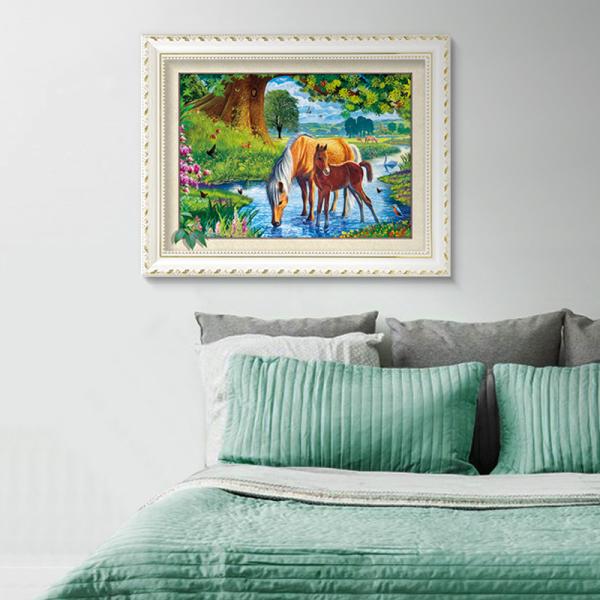 Running Black Horses Image 3D Lenticular Pictures For Advertisement